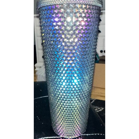 Starbucks '23 Fall Oil Slick Rainbow Black Bling Studded Cold Cup Tumbler 24 New - Picture 3 of 6
